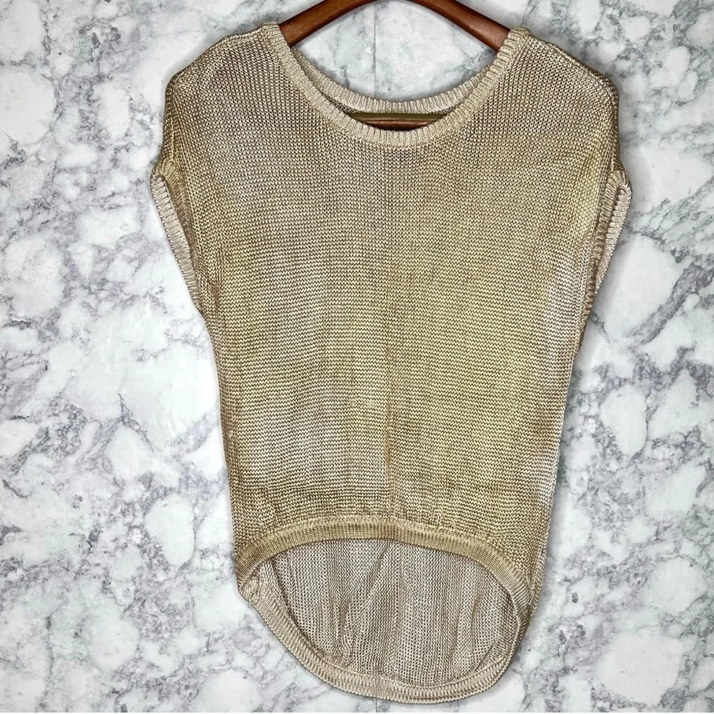 Jessica Simpson Gold Metallic Knit Top Women’s Small Y2K Shimmer Blouse